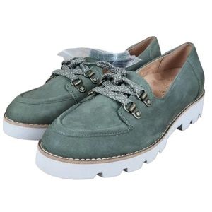 Vionic Teagan Women Size 9.5 Green Loafers Slip On Oxfords Lace up Flats